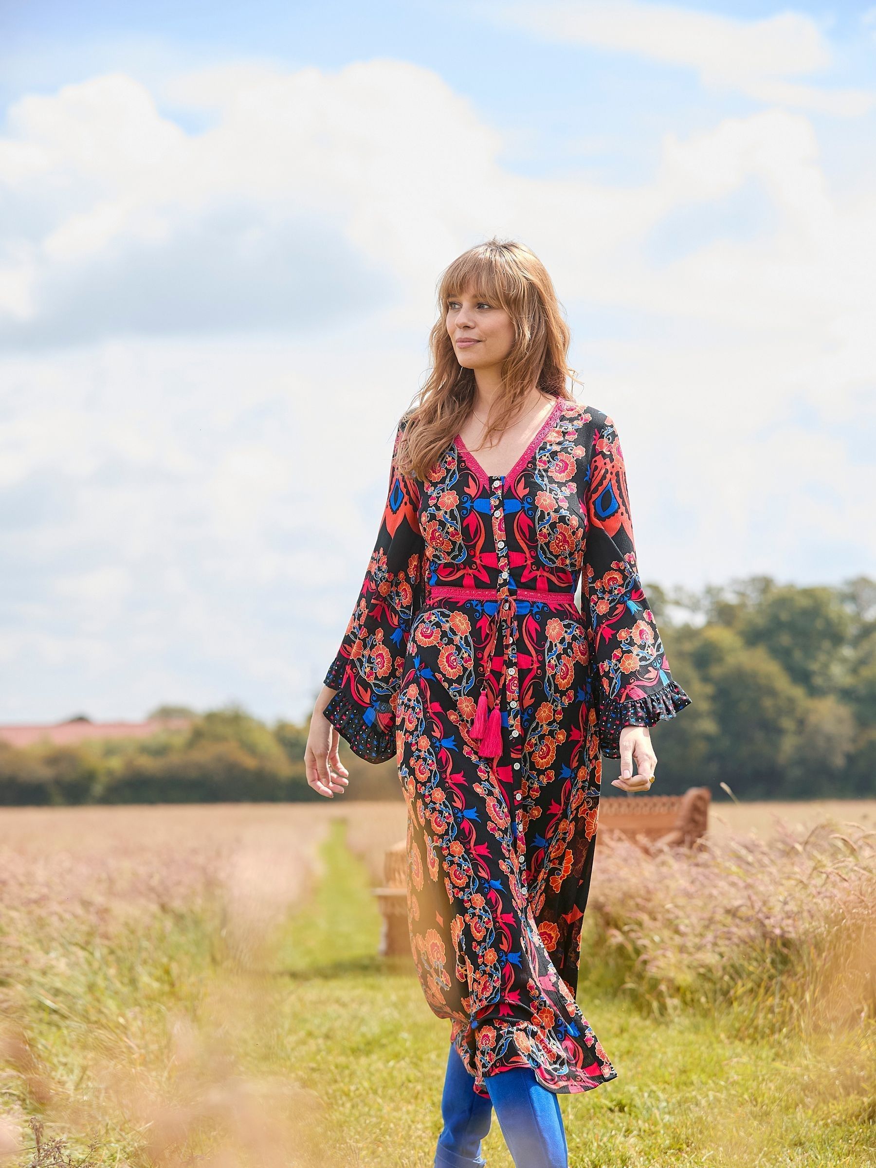 Button through maxi dress store