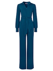 Joe Browns Blue Collared Zip Front Straight Leg Jersey Jumpsuit - Image 5 of 5