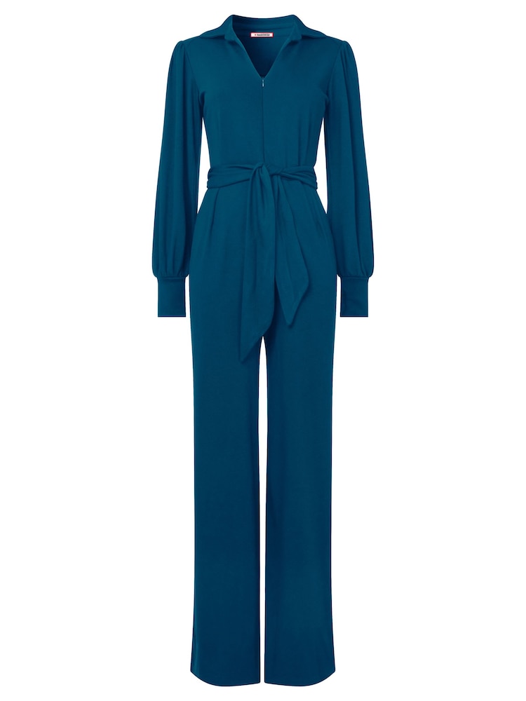 Joe Browns Blue Collared Zip Front Straight Leg Jersey Jumpsuit - Image 5 of 5