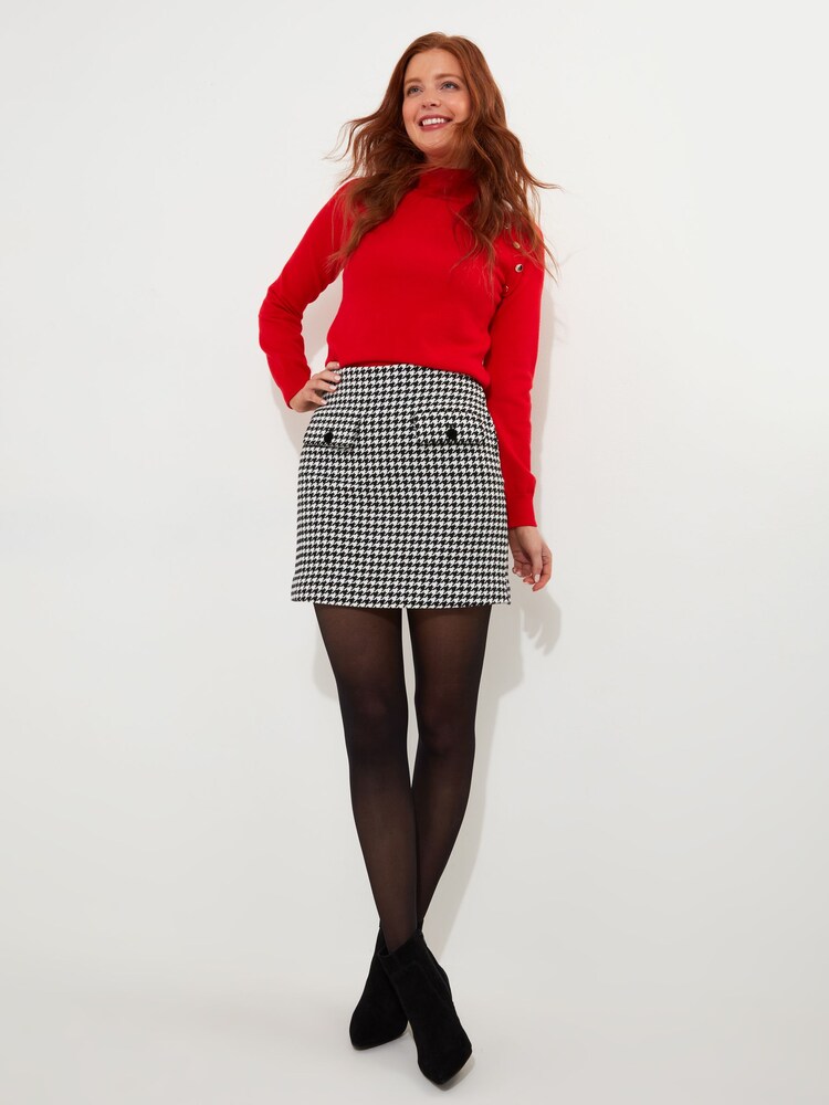 Joe Browns Black Dogtooth Co-Ord Mini 100% Cotton Skirt - Image 2 of 5