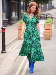 Joe Browns Green Cobalt Floral Print Layered Ruffle Maxi Dress - Image 2 of 8