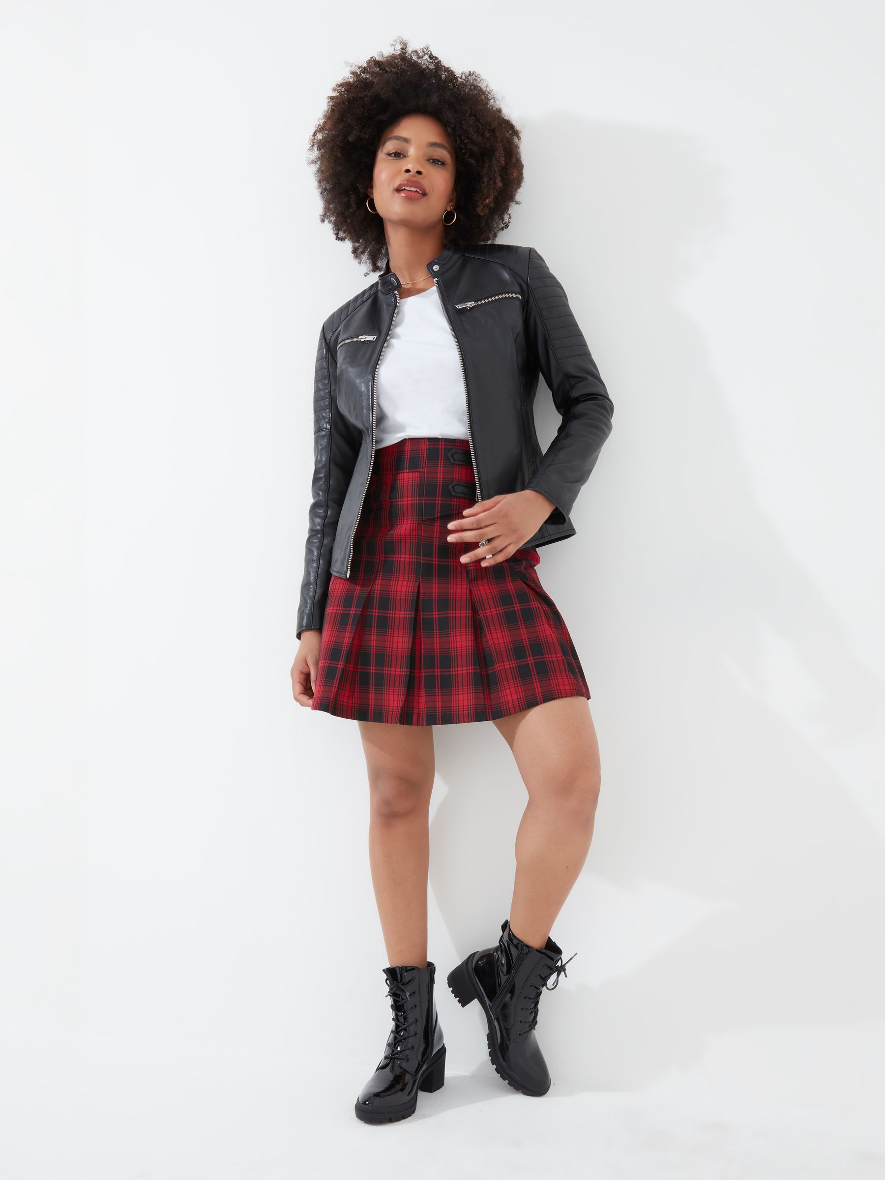 Red tartan check pleated skirt new arrivals