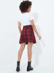 Joe Browns Red Tartan Check Pleated Buckle Detail Mini Skirt - Image 3 of 8