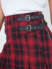 Joe Browns Red Tartan Check Pleated Buckle Detail Mini Skirt - Image 5 of 8