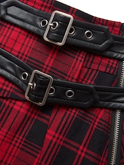 Joe Browns Red Tartan Check Pleated Buckle Detail Mini Skirt - Image 7 of 8