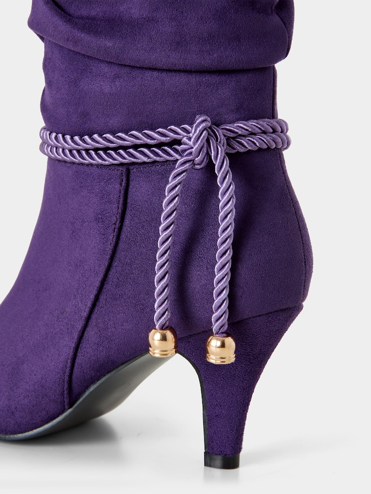Joe Browns Purple Slouchy Rope Detail Midi Calf Boots - Image 6 of 6 Joe Browns Purple Slouchy Rope Detail Midi Calf Boots - Image 6 of 6