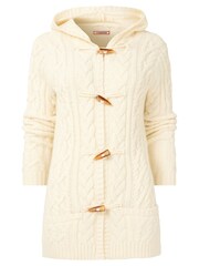 Joe Browns Cream Chunky Cable Knit Toggle Hooded Cardigan - Image 2 of 5
