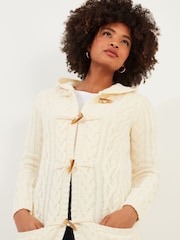 Joe Browns Cream Chunky Cable Knit Toggle Hooded Cardigan - Image 4 of 5