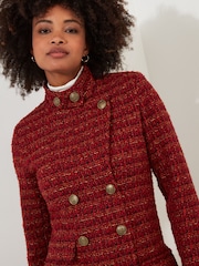 Joe Browns Orange Textured Tweed Double Breasted Maxi Coat - Image 5 of 7