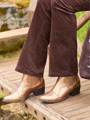 Joe Browns Brown Bronze Metallic Western Ankle Boots - Image 1 of 7