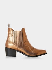 Joe Browns Brown Bronze Metallic Western Ankle Boots - Image 3 of 7