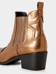 Joe Browns Brown Bronze Metallic Western Ankle Boots - Image 5 of 7