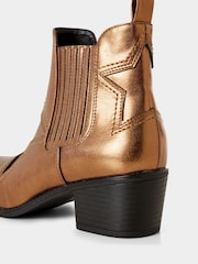 Joe Browns Brown Bronze Metallic Western Ankle Boots - Image 6 of 7