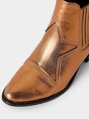 Joe Browns Brown Bronze Metallic Western Ankle Boots - Image 7 of 7