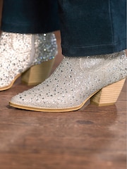 Joe Browns Silver Statement Diamanté Sparkle Cowboy Boots - Image 2 of 7