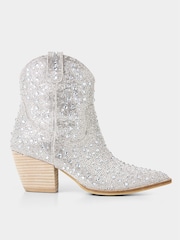 Joe Browns Silver Statement Diamanté Sparkle Cowboy Boots - Image 3 of 7