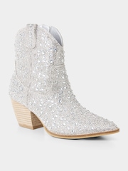 Joe Browns Silver Statement Diamanté Sparkle Cowboy Boots - Image 4 of 7
