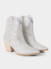 Joe Browns Silver Statement Diamanté Sparkle Cowboy Boots - Image 5 of 7