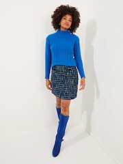 Joe Browns Blue Neon Detail Textured Tweed Mini Skirt - Image 2 of 5