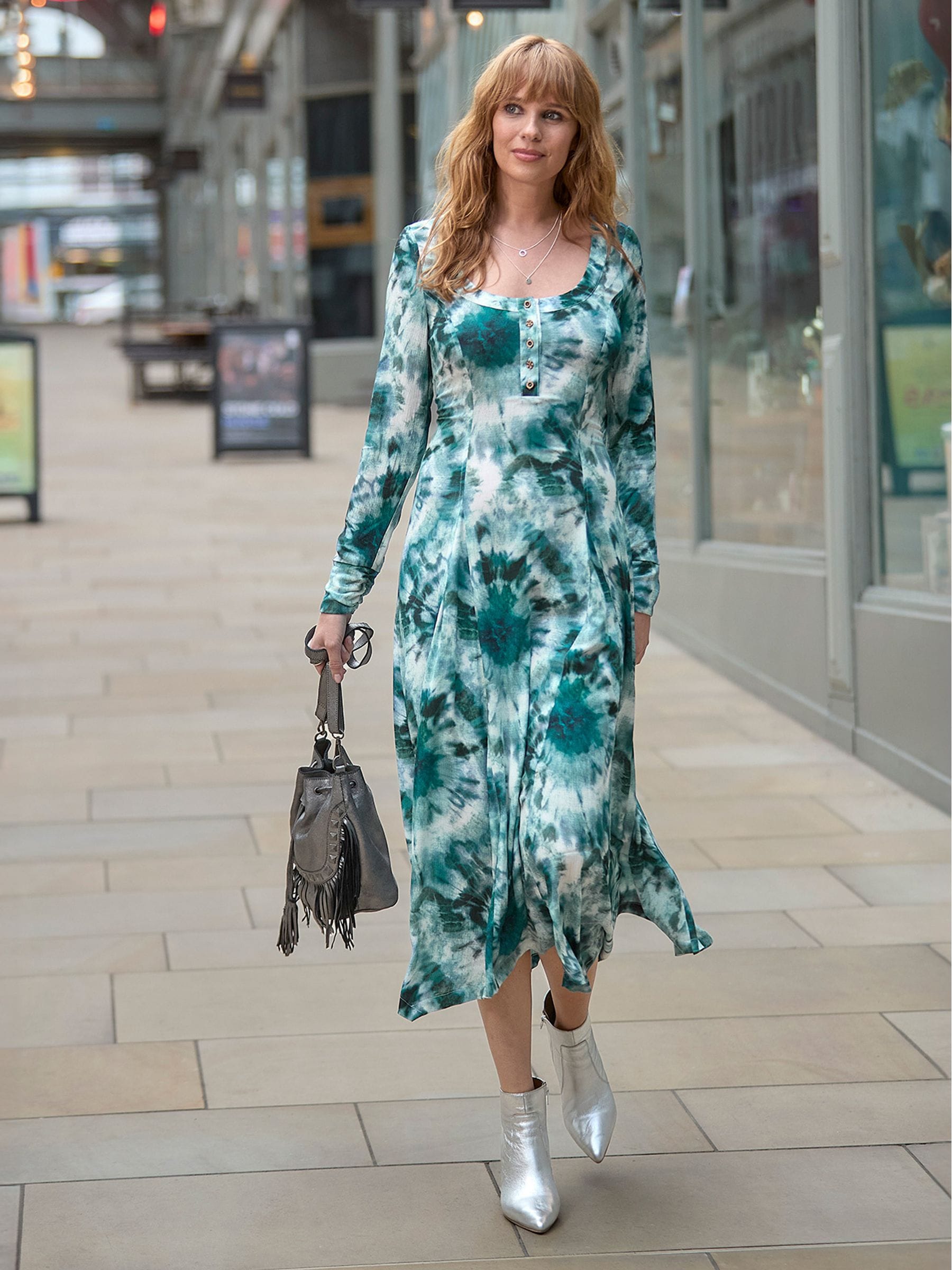 Buy Joe Browns Blue Tie Dye Boho Maxi Dress with Velvet Ribbon Back Detail from Next USA