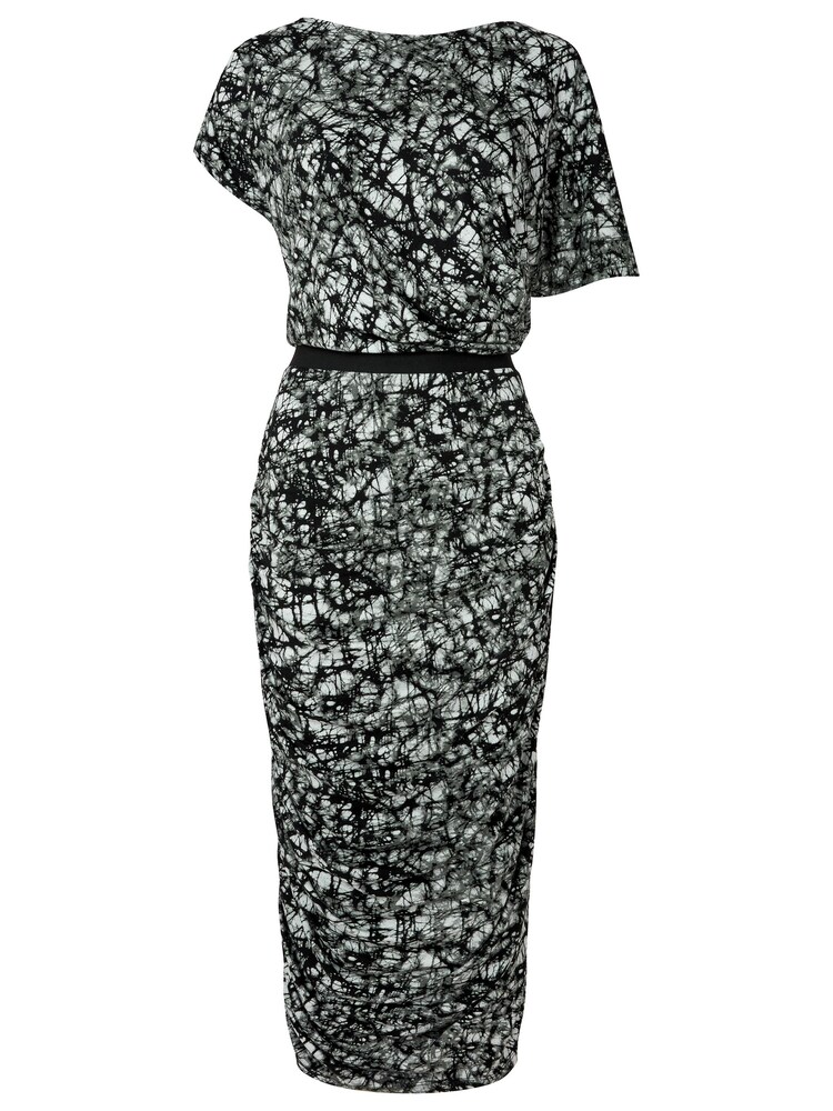 Joe Browns Grey Flattering Ruched Side Asymmetric Bodycon Jersey Midi Dress - Image 7 of 7