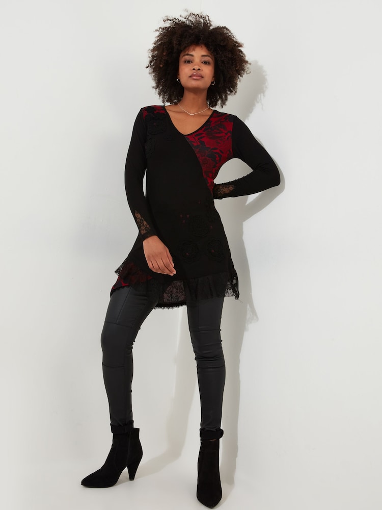 Joe Browns Bedrucktes Tunika-Top aus Jersey mit Blumen-Print Applikationen und Spitzensaum - Bild 2 von 8 Joe Browns Bedrucktes Tunika-Top aus Jersey mit Blumen-Print Applikationen und Spitzensaum - Bild 2 von 8