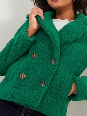 Joe Browns Green Cosy Cropped Teddy Coat - Image 3 of 6
