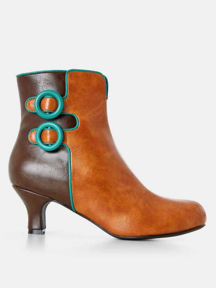 Joe Browns Brown Two Toned Buckle Detail Ankle Boots - Image 1 of 5