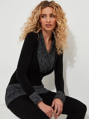 Joe Browns Black Cosy Shawl Neck Button Detail Jumper - Image 1 of 5