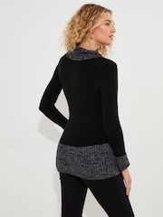 Joe Browns Black Cosy Shawl Neck Button Detail Jumper - Image 4 of 5