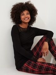 Joe Browns Black Retro Lace Insert Flared Sleeve Top - Image 1 of 5