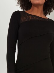 Joe Browns Black Retro Lace Insert Flared Sleeve Top - Image 3 of 5