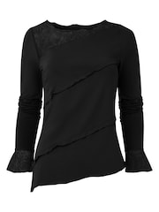 Joe Browns Black Retro Lace Insert Flared Sleeve Top - Image 5 of 5