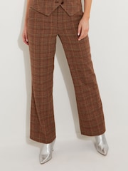 Joe Browns Brown Heritage Check Wide Leg Co-Ord Tailored Trousers - Image 1 of 7
