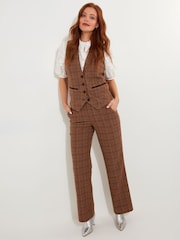 Joe Browns Brown Heritage Check Wide Leg Co-Ord Tailored Trousers - Image 2 of 7
