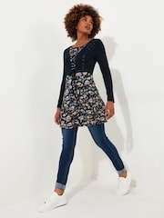 Joe Browns Blue Floral Mock Cardigan Layered Jersey Tunic Top - Image 3 of 6