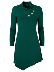 Joe Browns Green Pleated Neck Asymmetric Long Sleeve Long Line Top - Image 6 of 6