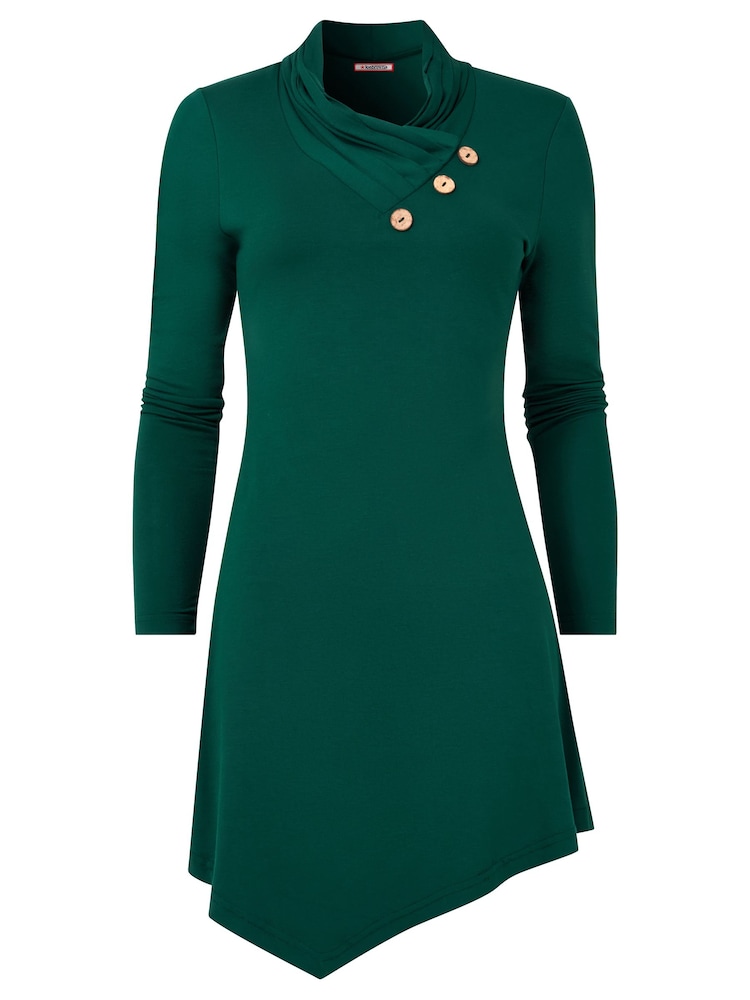 Joe Browns Green Pleated Neck Asymmetric Long Sleeve Long Line Top - Image 6 of 6