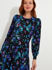 Joe Browns Blue Floral Midi Jersey Dress with Elasticated Cuffs - Image 5 of 7