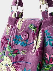Joe Browns Purple Vintage Botanical Velvet Shoulder Bag with Recycled Lining - Image 3 of 3
