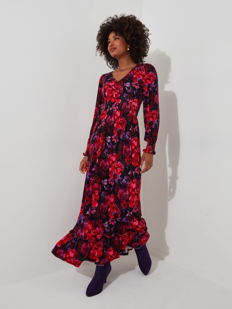Joe Browns Red Romantic Floral Print Jersey Maxi Dress - Image 2 of 7 Joe Browns Red Romantic Floral Print Jersey Maxi Dress - Image 2 of 7
