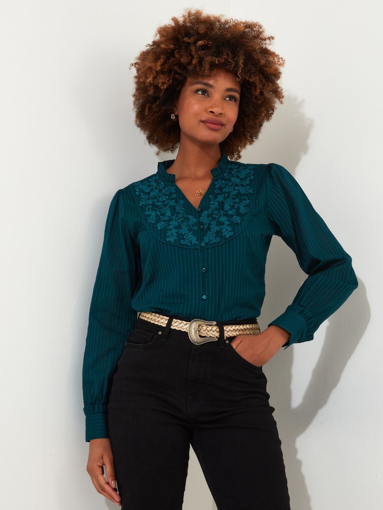 Joe Browns Vintage блузки с вышивкой на кокетке без воротника 100% хлопковые блузки - Изображение 1 из 6