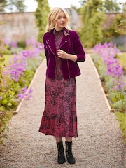 Joe Browns Pink Vintage Lace Print Puff Sleeve High Neck Jersey Midi Dress - Image 2 of 6