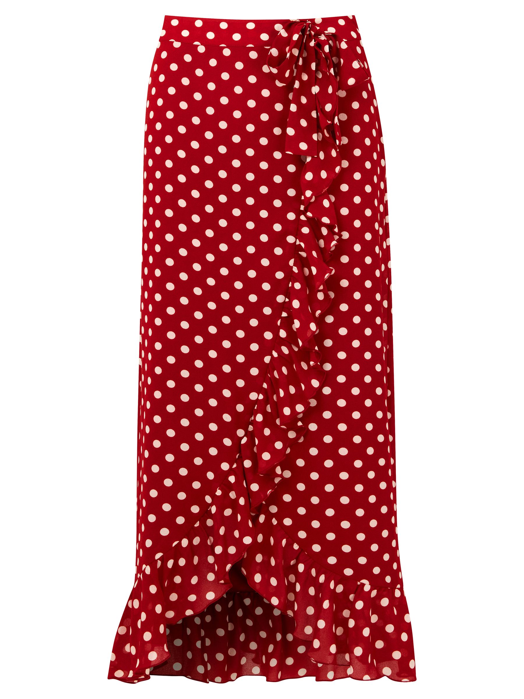 Red polka dot maxi skirt sales
