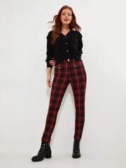 Joe Browns Red Tartan Check Zip Detail Skinny Trousers - Image 2 of 9