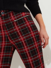 Joe Browns Red Tartan Check Zip Detail Skinny Trousers - Image 5 of 9