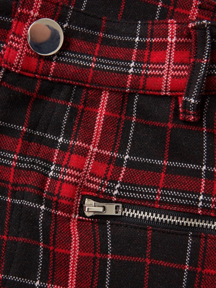 Joe Browns Red Tartan Check Zip Detail Skinny Trousers - Image 7 of 9