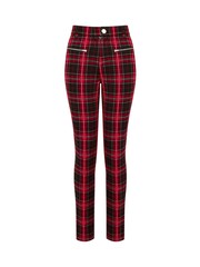 Joe Browns Red Tartan Check Zip Detail Skinny Trousers - Image 9 of 9