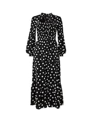 Joe Browns Retro gepunktetes Midikleid mit Nackenbändern, Schwarz-Monochrom - Bild 9 von 9