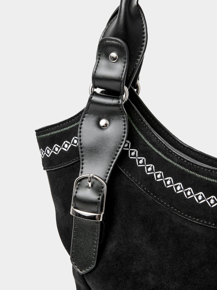 Joe Browns Black Western Embroidered Studded Shoulder Bag - Image 4 of 4 Joe Browns Black Western Embroidered Studded Shoulder Bag - Image 4 of 4